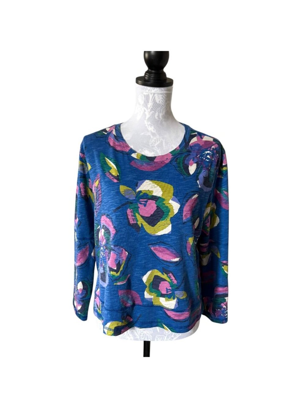 Escape By Habitat High Low Floral Tunic Blue Size Medium